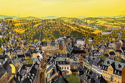  Das Gemälde "Blick vom Kirchturm auf Annaberg" ist als jüngstes entstanden. Originalgetreu sollen seine Werke aber nicht sein.