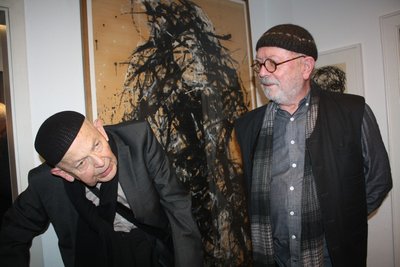 Max Uhlig,85 Jahre alt, reiste zur Ausstellungseröffnung im Heck-Art-Haus an und traf dort Thomas Ranft (rechts).