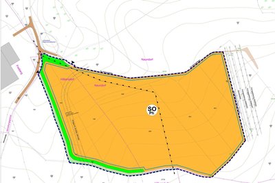 Die Endfassung der Planzeichnung für das mögliche Photovoltaikfeld beim Gewerbegebiet Freiberg Ost.