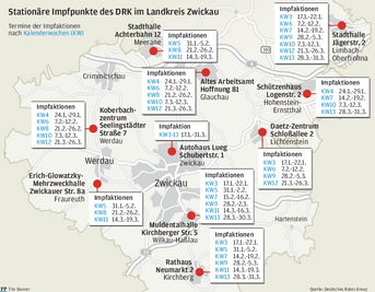Stationäre Impfpunkte des DRK im Landkreis Zwickau