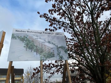 Das Quartier "Freiberger Garten" - hier ein Bild vom Donnerstag - entsteht zwischen Lessing- und Friedeburger Straße in Freiberg. 