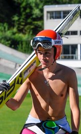 Olympiasieger Eric Frenzel beim Sommertraining.