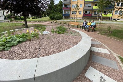 Diese Blumenuhr nach Linné ist im Neubaugebiet in Mittweida entstanden, weitere Bepflanzung folgt noch.