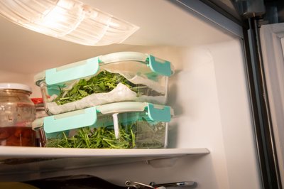 Zum Vergleich: Eine Schale wandert mit und eine ohne Küchenpapier in den Kühlschrank. 