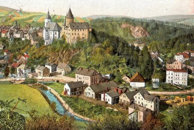 Auf dieser 1914 verschickten Karte aus dem Schwarzenberger Verlag Vogel sind im Vordergrund die Gebäude der Firma Gebrüder Voigtmann zu sehen.