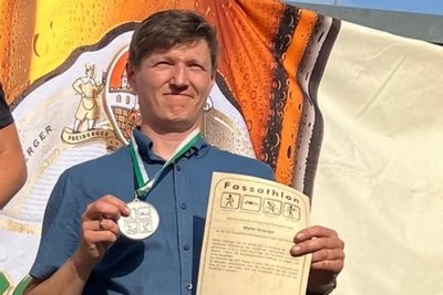 Michel Deisinger, hier ein Foto von 2024, gewann die diesjährige Fassathlon-WM. Im vorigen Jahr wurde er Zweiter.