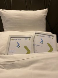 "Überwältigt" schrieb Wolfram Palitzsch unter dieses Foto, das er nach der Preisverleihung und der Festveranstaltung aus seinem Hotelzimmer in Berlin an Freunde und Bekannte sandte. 
