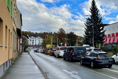 Der Stau an der Plauener Südinsel in der vergangenen Woche.