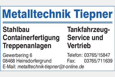 Anzeige: Metalltechnik Tiepner GmbH