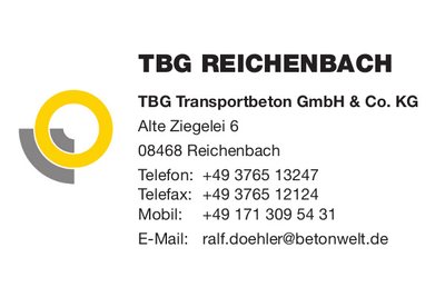 Anzeige: TBG Transportbeton Reichenbach GmbH & Co  KG