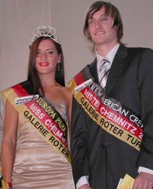 Die frischgebackenen "Miss Chemnitz" Denise Rosenbaum und "Mister Chemnitz" Sascha Raschke kämpfen am Samstag um die Landestitel.   