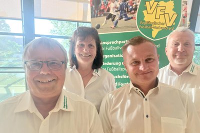Das neue Präsidium des VFV, von links Vizepräsident Jens Bienert, Schatzmeisterin Anett Schmidt, Präsident Denny Pommer und Vizepräsident Gunter Schwab.