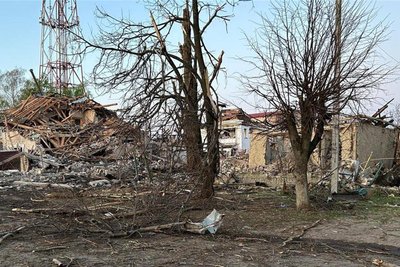 In diesem Gebäude in Kupjansk traf Silvio Uhlig im Vorjahr noch die Frontsoldaten, mit denen er aß und bei denen er übernachtete.