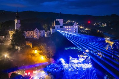 Generalprobe für „Freudentanz und Lichterglanz“ auf dem Hammerparkplatz Schwarzenberg von Donnerstagabend.