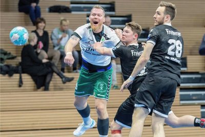 Nicht zu stoppen: Alexander Matschos war gegen seine ehemaligen Dresdener Teamkollegen mit 9 Toren bester HSG-Werfer. Bis 2018 war der 41-Jähriger Spielertrainer beim HC Elbflorenz II. 