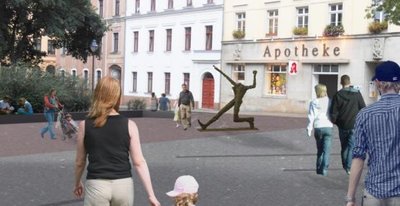 So könnte der Standort des "Jahrhundertschritts" am Solbrigplatz in Reichenbach aussehen. Von einer Umbenennung des Platzes halten die befragten Bürger nichts.