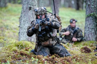 Waffe im Anschlag: Panzergrenadiere kämpfen im Wald.