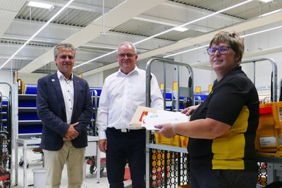 Unternehmer Peter Weber, Niederlassungsleiter Steffen Hemme und Standortleiterin Anja Hänel.
