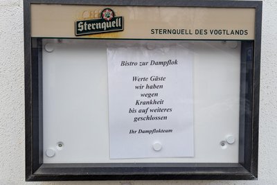 An der Gaststätte fand sich dieser Aushang.