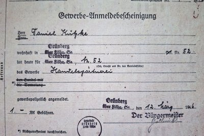 Daniel Kutzke erhielt 1946 seinen Gewerbeschein.