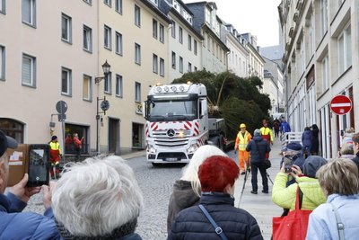 Für viele Annaberg-Buchholzer und Touristen in der Stadt ist es jedes Jahr ein Highlight, wenn der Weihnachtsbaum durch die Große Kirchgasse gebracht wird.