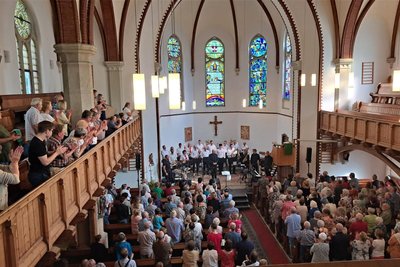 Viel Applaus zum Konzert des Posaunenchores im Juni 2024 in der Hartmannsdorfer Kirche.
