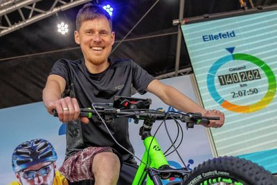Erreichte mit 3,8 Kilometer den Tagesbestwert beim Radfahr-Wettstreit: Hendrik Blume aus Ellefeld.