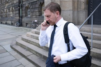 Sachsens Ministerpräsident Michael Kretschmer (CDU) nach dem „Friedensgespräch“.