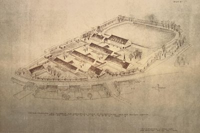 Zeitzeugnis: Der Scan eines Architektenentwurfs für die Schule aus dem Jahr 1949.
