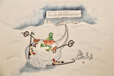 Oft thematisiert er auch Erlebnisse aus dem Urlaub.