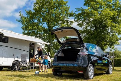 Das E-Fahrzeug steht Gästen des Campingplatzes Gunzenberg für Ausflüge ins Vogtland gegen eine Gebühr zur Verfügung.