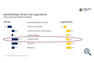Die polizeiliche Kriminalstatistik 2024 zeigt für Sachsen einen klaren Anstieg an Kinder- und Jugendgewalt an.