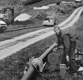 Auf einer Baustelle im Mülsengrund 1995. 