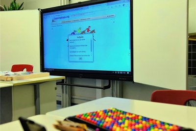 Interaktive Tafeln gibt es in fast allen Klassenzimmern der Oberschule in Hainichen. 