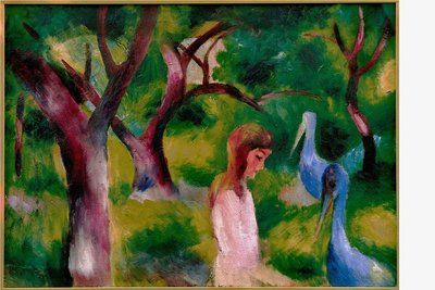 Das Gemälde "Mädchen mit blauen Vögeln" (1914, Öl auf Leinwand, 60 × 85 Zentimeter) von August Macke wird versteigert. 
