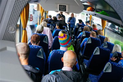 Die erste Etappe von Bad Ischl nach Lipno nad Vltavou legten die Radfahrer aufgrund des Regenwetters im Bus zurück.