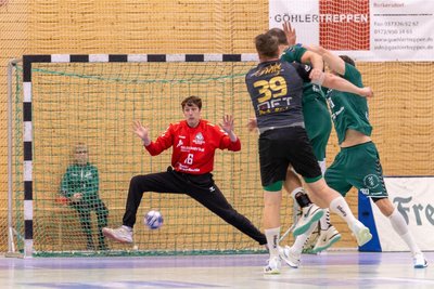 Starker Rückhalt: HSG-Keeper Benjamin Fernandez Urrutia. Der 28-jährige Chilene, der im Sommer vom Birkesdorfer TV aus der Oberliga Mittelrhein kam, wartete am Sonnabend mit 19 Paraden auf.