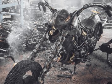 Motorräder aus Schrott entsteht in der Werkstatt des thailändischen Künstlers Chatree. 