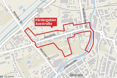 So in etwa sieht das künftige Fördergebiet „Auestraße“ in Glauchau aus.