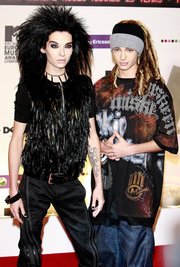 Bill und Tom Kaulitz von Tokio Hotel bei den MTV Europe Music Awards im Jahr 2008.