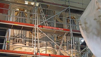 Die Orgel in der Marienkirche ist derzeit eingerüstet und wird in den kommenden drei Wochen unter anderem komplett gereinigt. 
