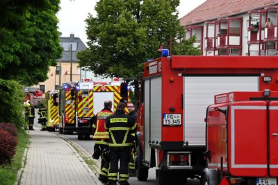 Feuerwehreinsatz in der Straße der Jugend in Rochlitz.