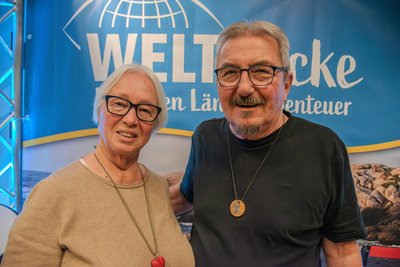 Elke Reuter und Ingo Samietz kamen für das Weltblicke-Festival in der Festhalle Plauen extra aus Heilbronn angereist.