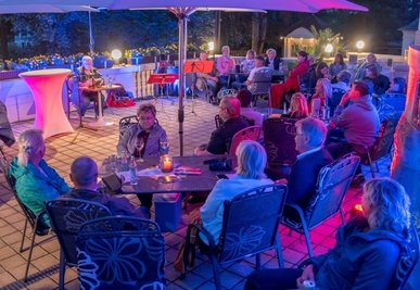 Krimifans aus dem gesamten Erzgebirge lauschten auf der Terrasse der Baldauf-Villa den Geschichten. 