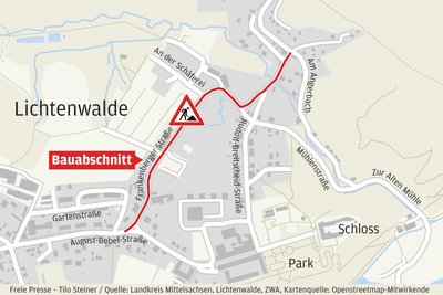 Hier wird ab Oktober in Lichtenwalde gebaut.