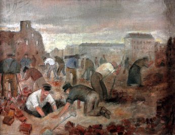 Otto Nagel als Chronist Berlins: "Trümmerarbeiter", Ölgemälde um 1947.  