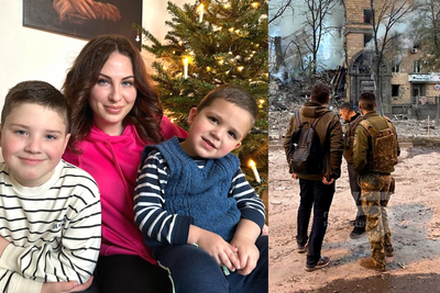Bilder aus glücklichen Tagen in der Ukraine: Ksenia Malumian mit ihren Kindern Stepan und George. Ihr Mann hat sich hat sich freiwillig beim ukrainischen Militär gemeldet.