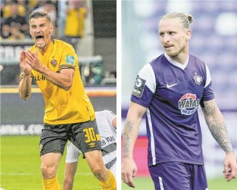 Aues Marvin Stefaniak trägt seit dieser Saison Lila und ist im Derby als Ideengeber gefragt. Seine Dresdner Vergangenheit liegt hinter ihm. Dynamo-Stürmer Stefan Kutschke wartet noch auf sein erstes Saisontor. In Aue getroffen hat er schon.