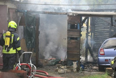 Brand in einem Garagenkomplex auf der Gartenstraße in Schwarzenberg 