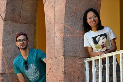 Mohammed Amin Bokchari aus Tunesien und rechts Fang Deng aus China haben innerhalb einer Woche Chemnitz zum Teil neu entdeckt. 